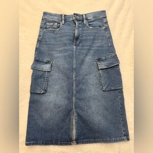 DKNY Blue Denim Midi Skirt